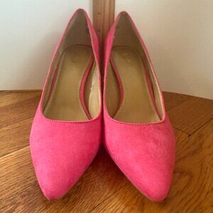 Pink J. Crew Velvet Pumps